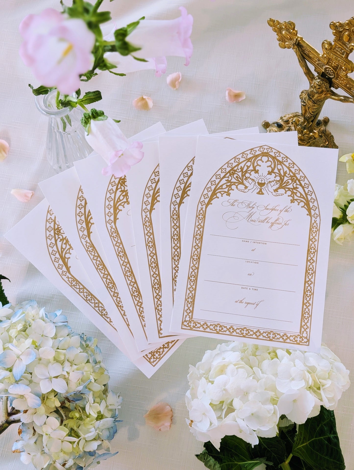 Gold Catholic Mass Intention Cards