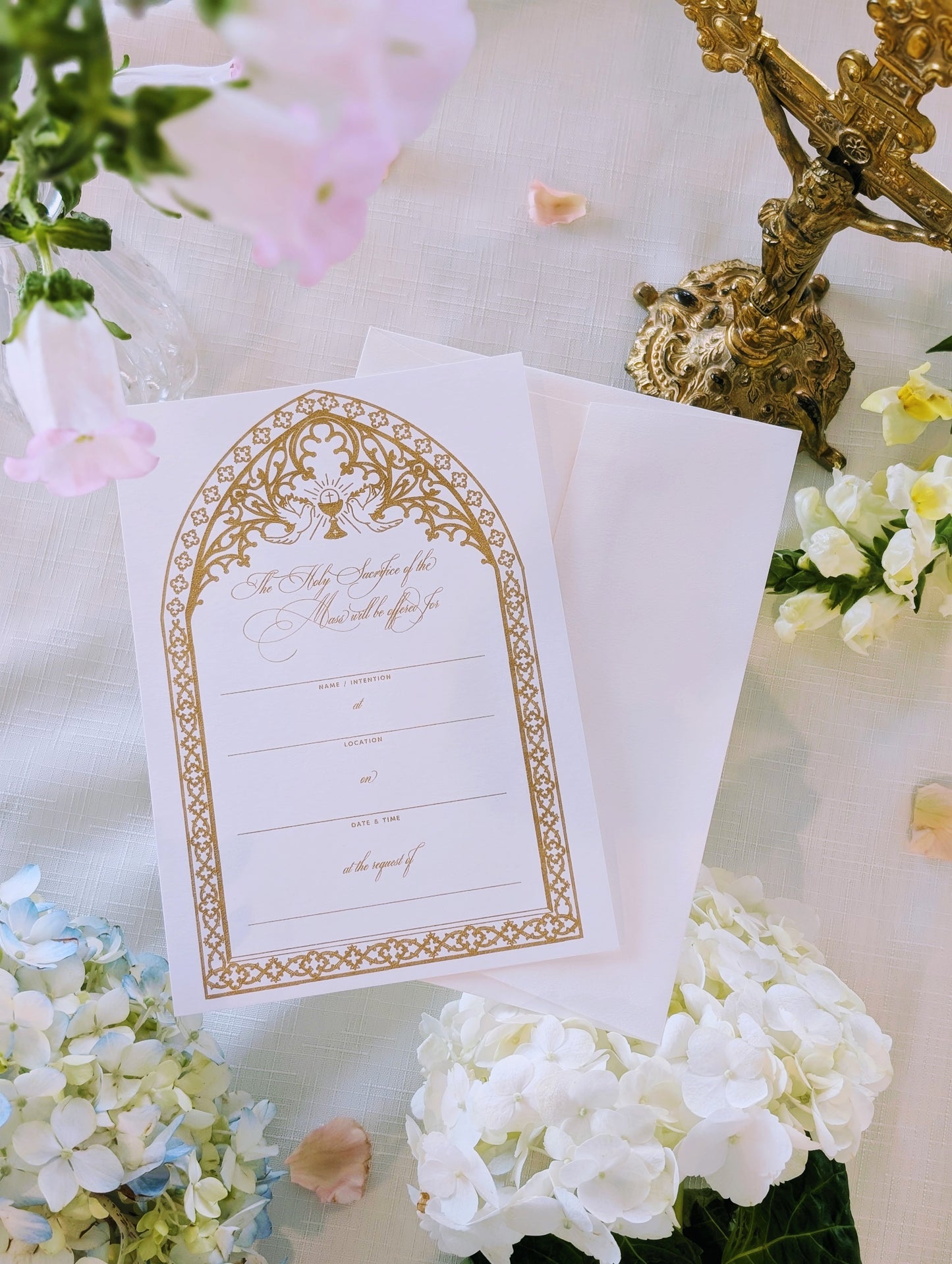 Gold Catholic Mass Intention Cards