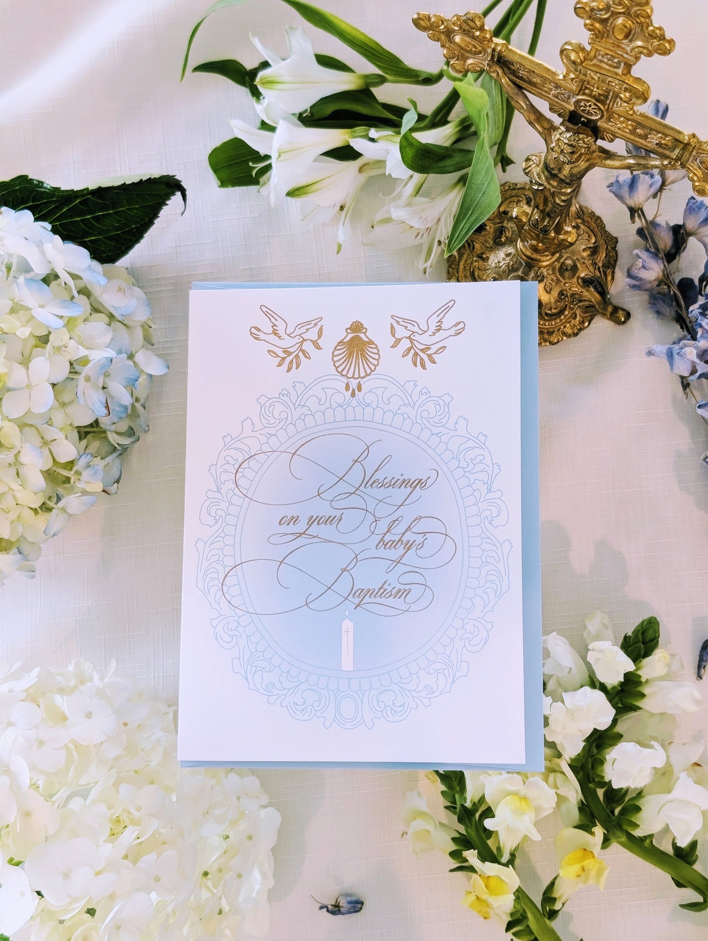 Baby Baptism Card in Blue