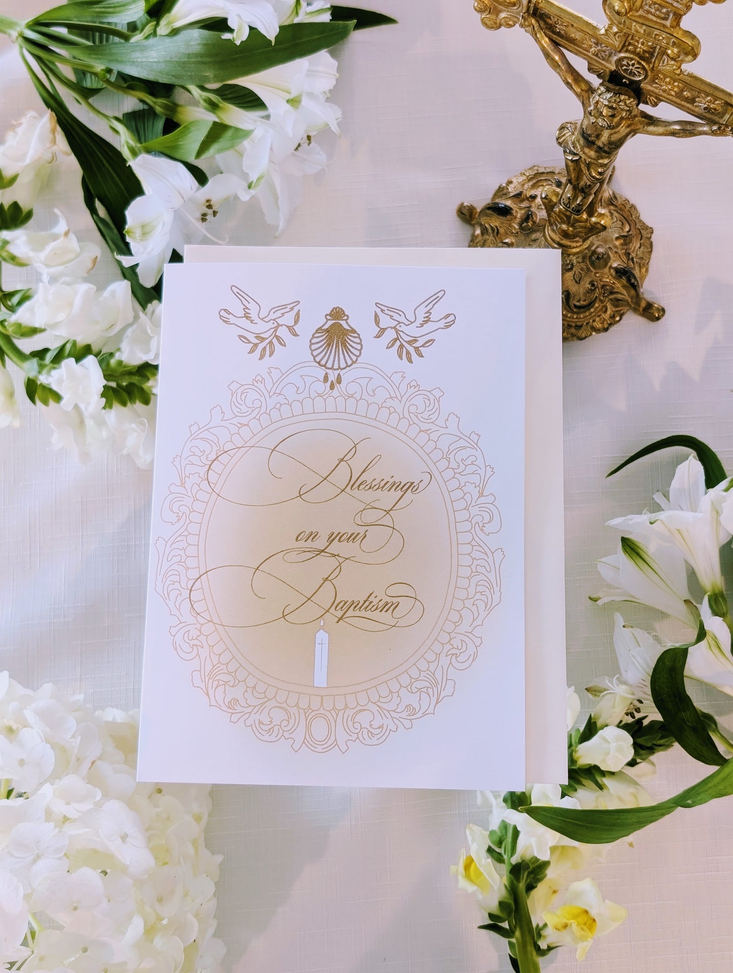 Baptism Card in Gold