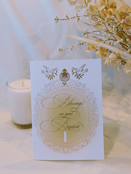 Baptism Card in Gold