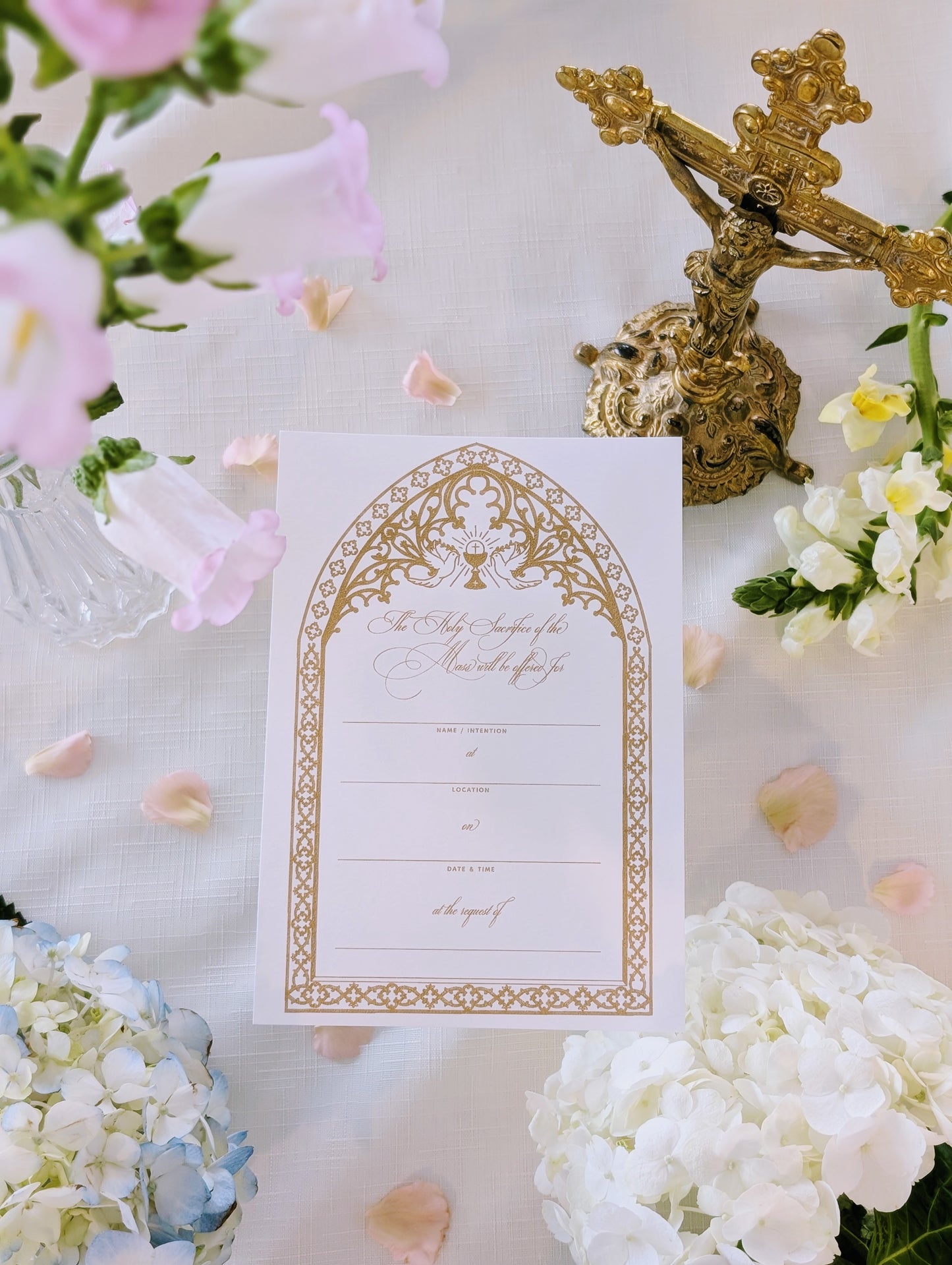 Gold Catholic Mass Intention Cards